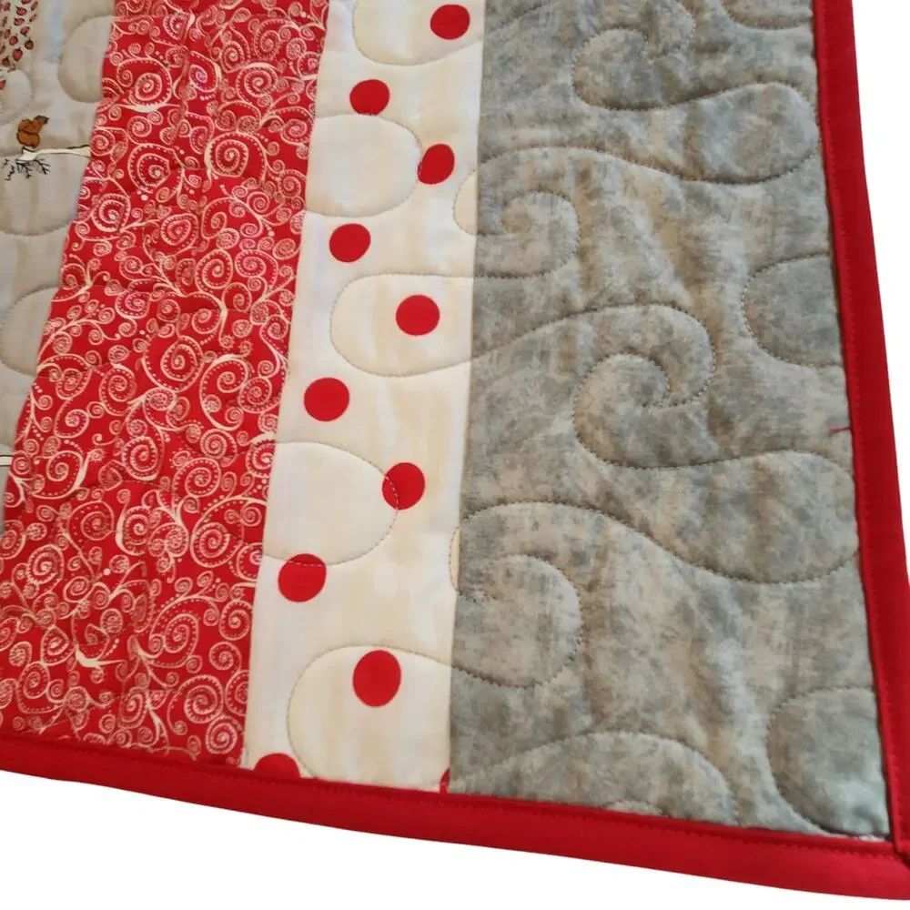 Handmade, New Lap quilt Trees Gray Red Cream 40X40